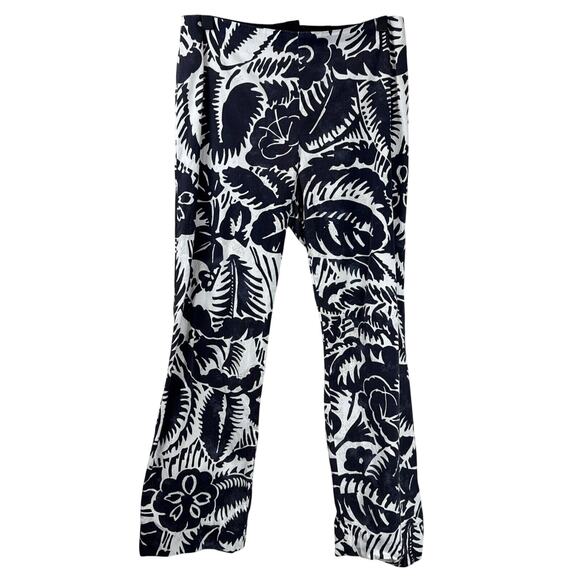 Marc Jacobs Pants Women 6 Floral Blue Beige‎ Crop Flare Hawaiian - Picture 1 of 13